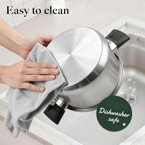 ASKSCICI Stainless Steel Cookware Set, 14-Piece Pots and Pans Set, Kitchen Cookware Set with Stay-Cool Handle, Non-Toxic, Dishwasher Safe & Compatible with All Stovetops (Gas, Electric & Induction)