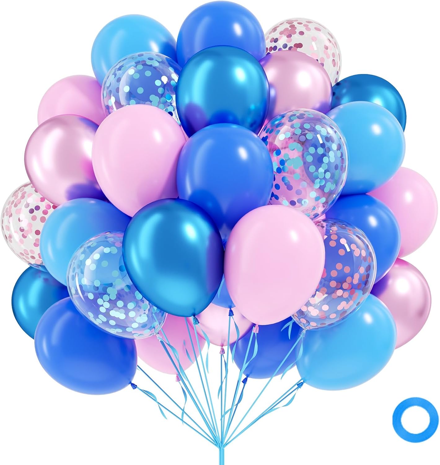 Skiennix 60pcs Pink & Blue Balloons - 12-Inch Metallic Confetti for Gender Reveal & Baby Shower Decor