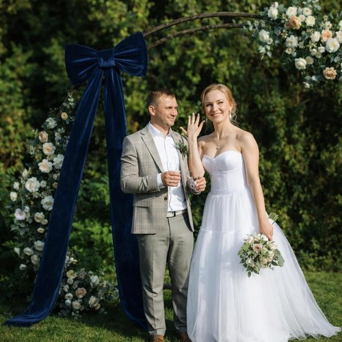 Canlierr Giant Wall Bow Decoration - 90x18 Inch Oversized Velvet Bow for Party & Wedding Decor | Navy Blue