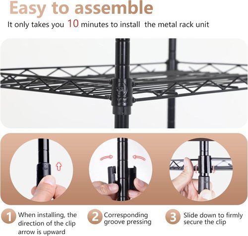 FDW 6-Tier Wire Shelving Unit - Adjustable Metal Storage Rack for Kitchen & Garage | 23"L x 13"W x 59"H - Black