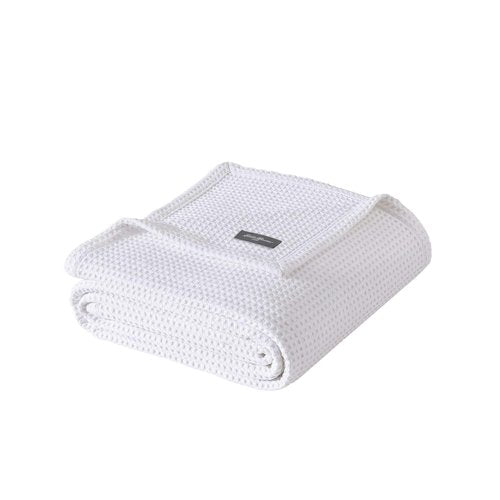 Eddie Bauer - King Size Blanket, 100% Soft Cotton Bedding with Waffle Weave Texture, 400 GSM, Throw Blanket for Couch or Bed (White)