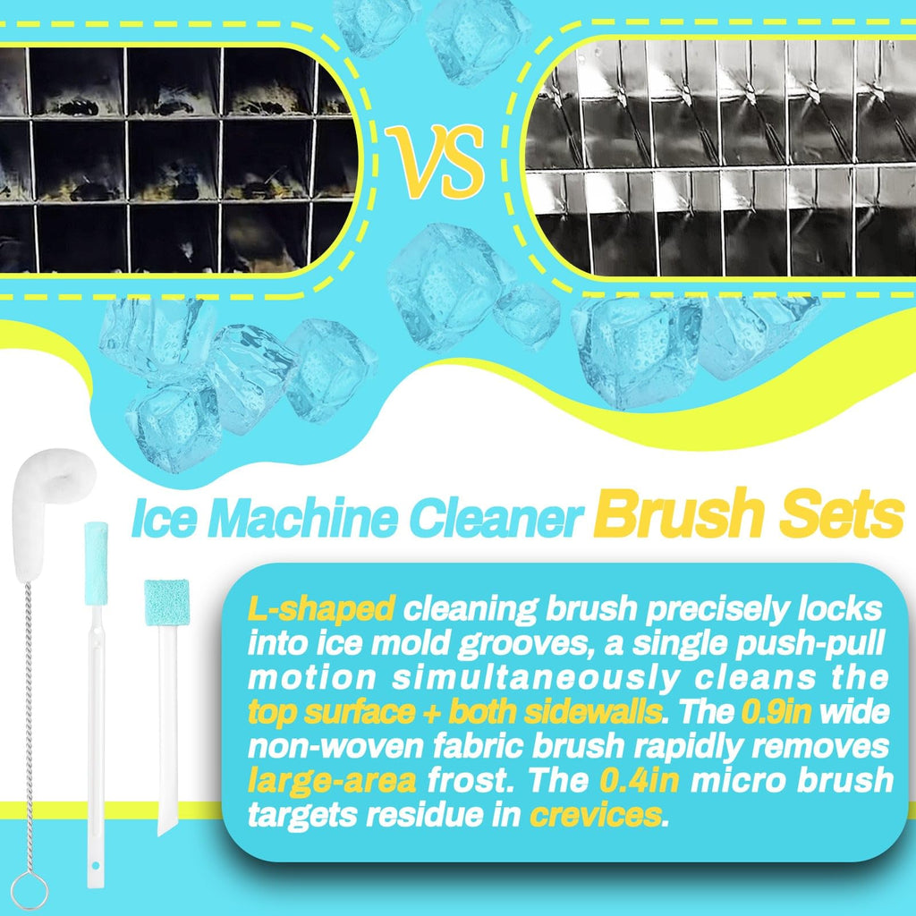 Potanro Ice Machine Cleaner Brush Sets, 14pcs Countertop Ice Maker Cleaner Tools, Gap Crevice Cleaning Brushes Tools Small Spaces, Scrub Sponge, Thin Brush for Cleaning Window Track, Straw, Bottle