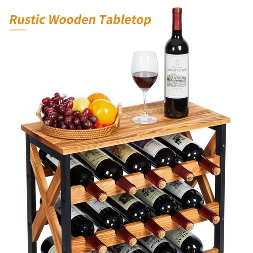LUMAMU 25 Bottle Wine Rack Freestanding Floor Rustic Wine Holder Stand 5 Tier Wobble-Free Tall Wine Racks Wine Large Display Storage Shelf for Cellar Kitchen 21.6''L x 10.6''W x 31.8''H