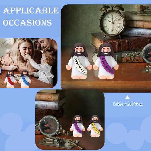 AKFAHOIF Mini Jesus Figurines - 30PCS Multicolor Tiny Jesus Figures for Easter Egg Stuffers