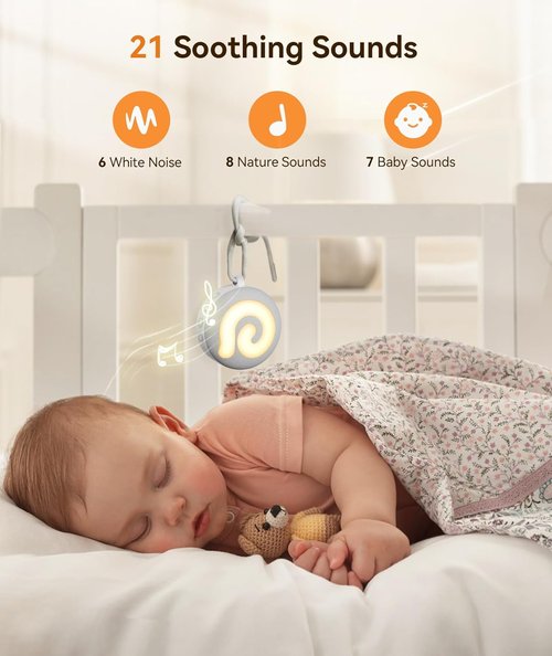 Dreamegg Portable Sound Machine - D11 White Noise Machine with Night Light & Lullabies for Baby Sleep