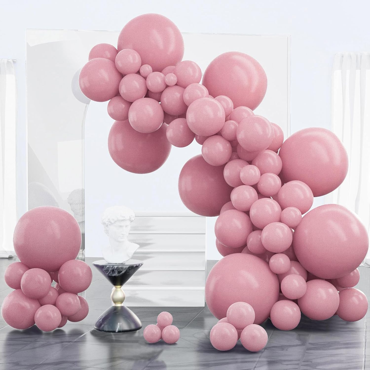 PartyWoo Mauve Balloon Kit - 100pcs in 5-18 Inch Sizes | Dusty Pink Rose Decor for Baby Showers & Weddings