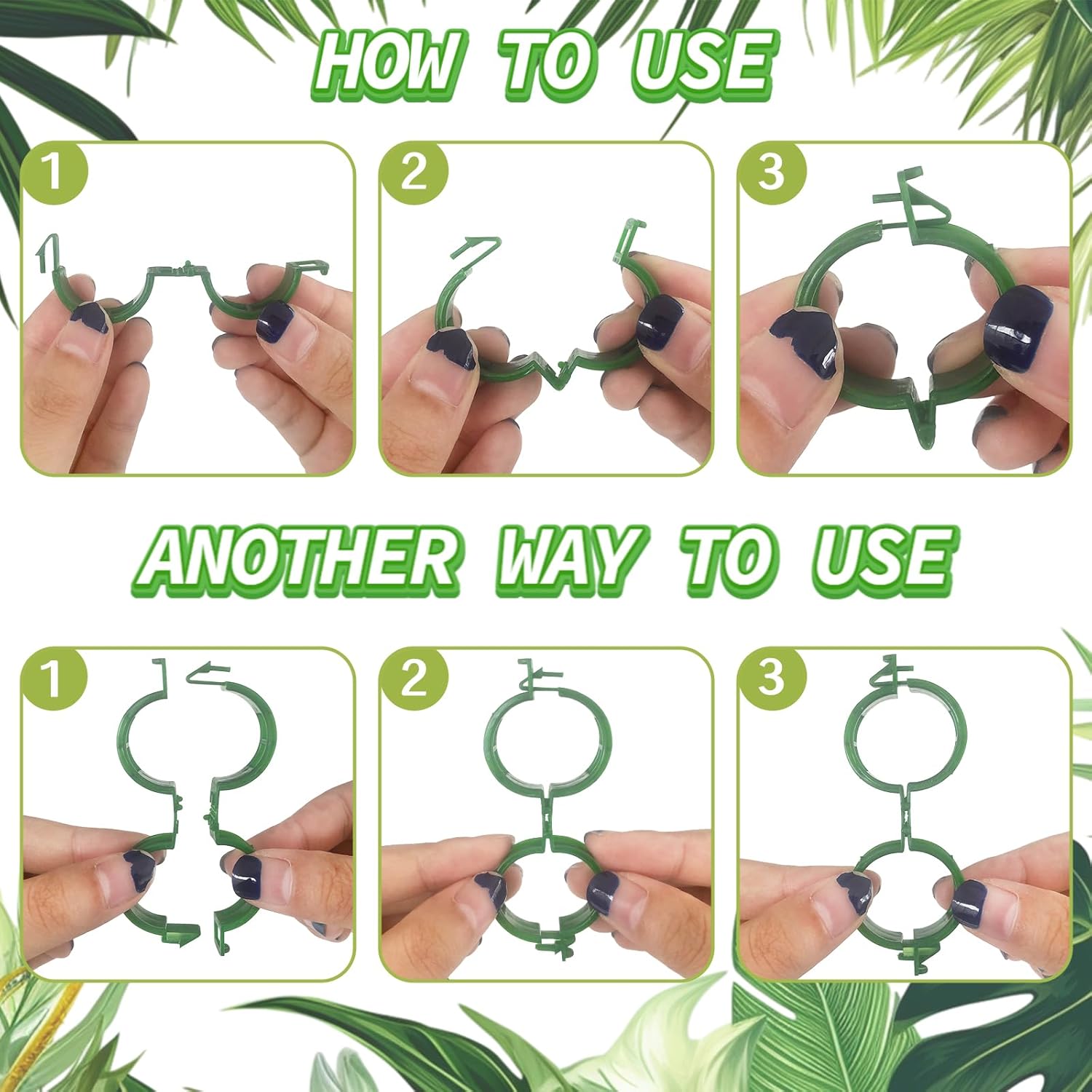 OJYUDD Plant Support Clips - 300 Pcs Plastic Tomato & Garden Vine Clips for Climbing Plants (Green)