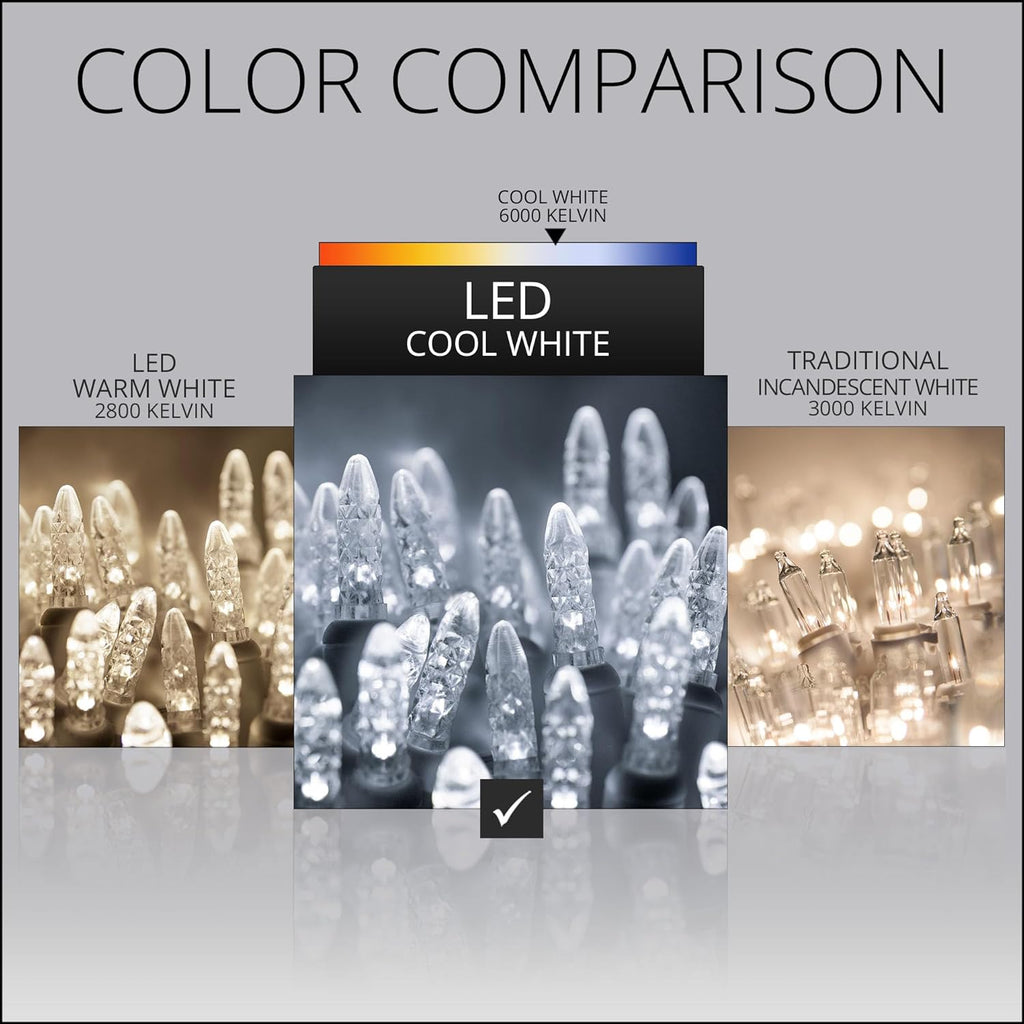 Skiennix 24 Ft M5 LED Christmas Lights - 70 Count Cool White Mini String for Indoor/Outdoor Use