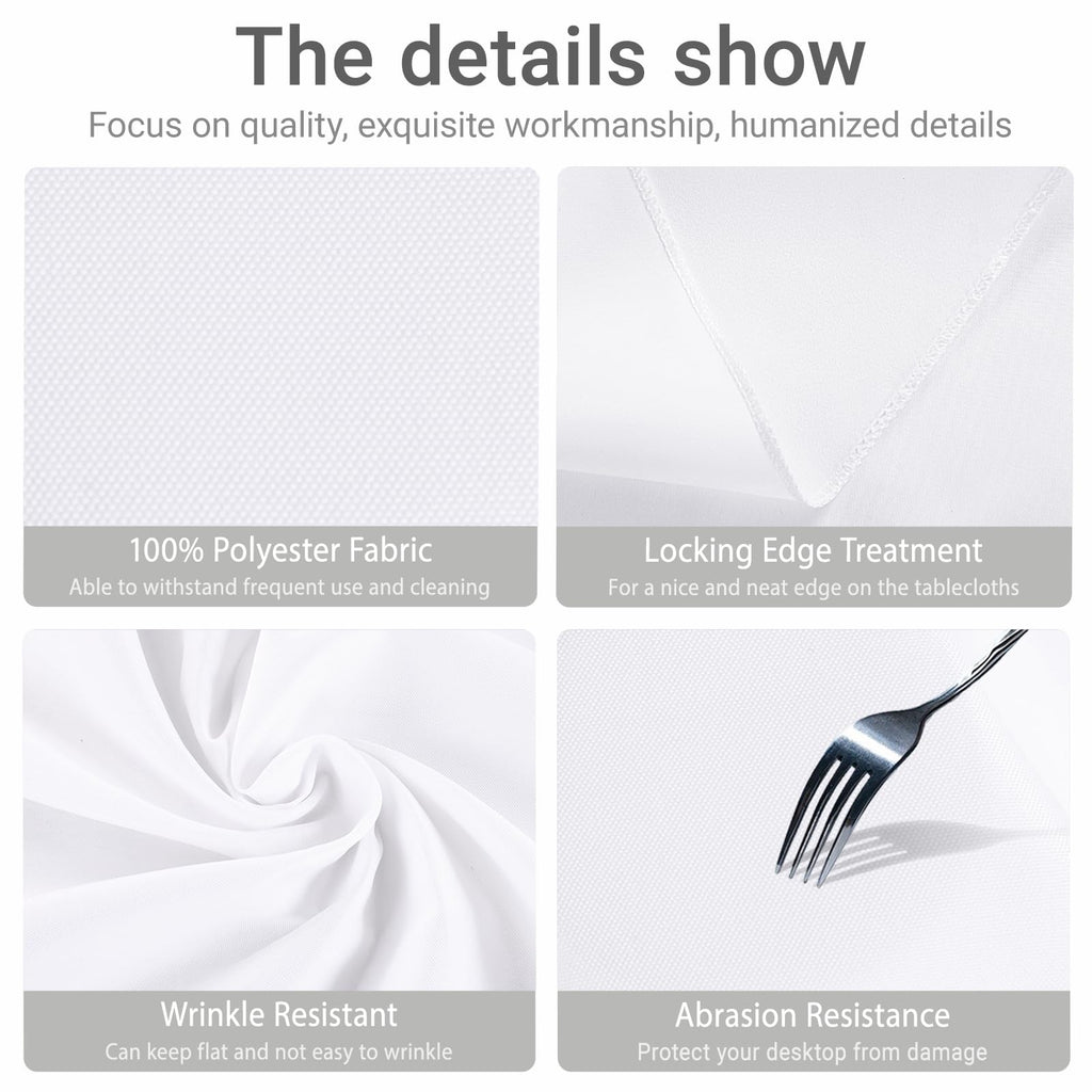 MRJ 60 x 102 Inch White Rectangle Polyester Table Cloth Machine Washable Wrinkle Resistant Fabric for Banquet Indoor Outdoor Use