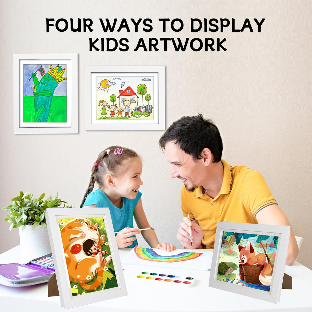 wesellcan 2Pack Kids Artwork Frames Changeable -Kids Art Frame,Kids Art Frames Front Opening Holds 150,8.5x11 White Rows Childrens Art Frame for Storage Kids Art,Picture Frame for Display Kid Art Work
