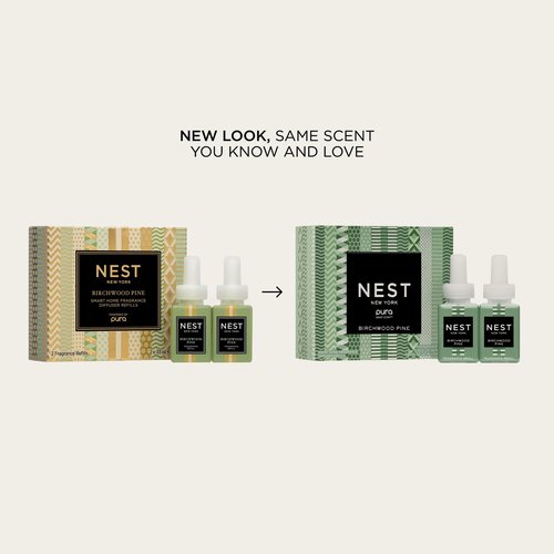 NEST New York Smart Home Fragrance Diffuser Refill Smart Vials, Birchwood Pine - Set of 2 - Designed for NEST x Pura 3 and NEST x Pura 4 Diffusers - Cruelty Free, Vegan