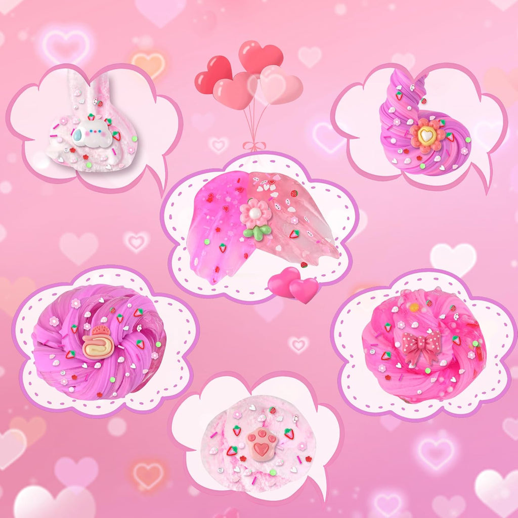 Skiennix 6-Pack Cloud Slime Kit - Fun Pink Slime Toys for Kids Ages 8-12 | Perfect Birthday Party Goodie Bag