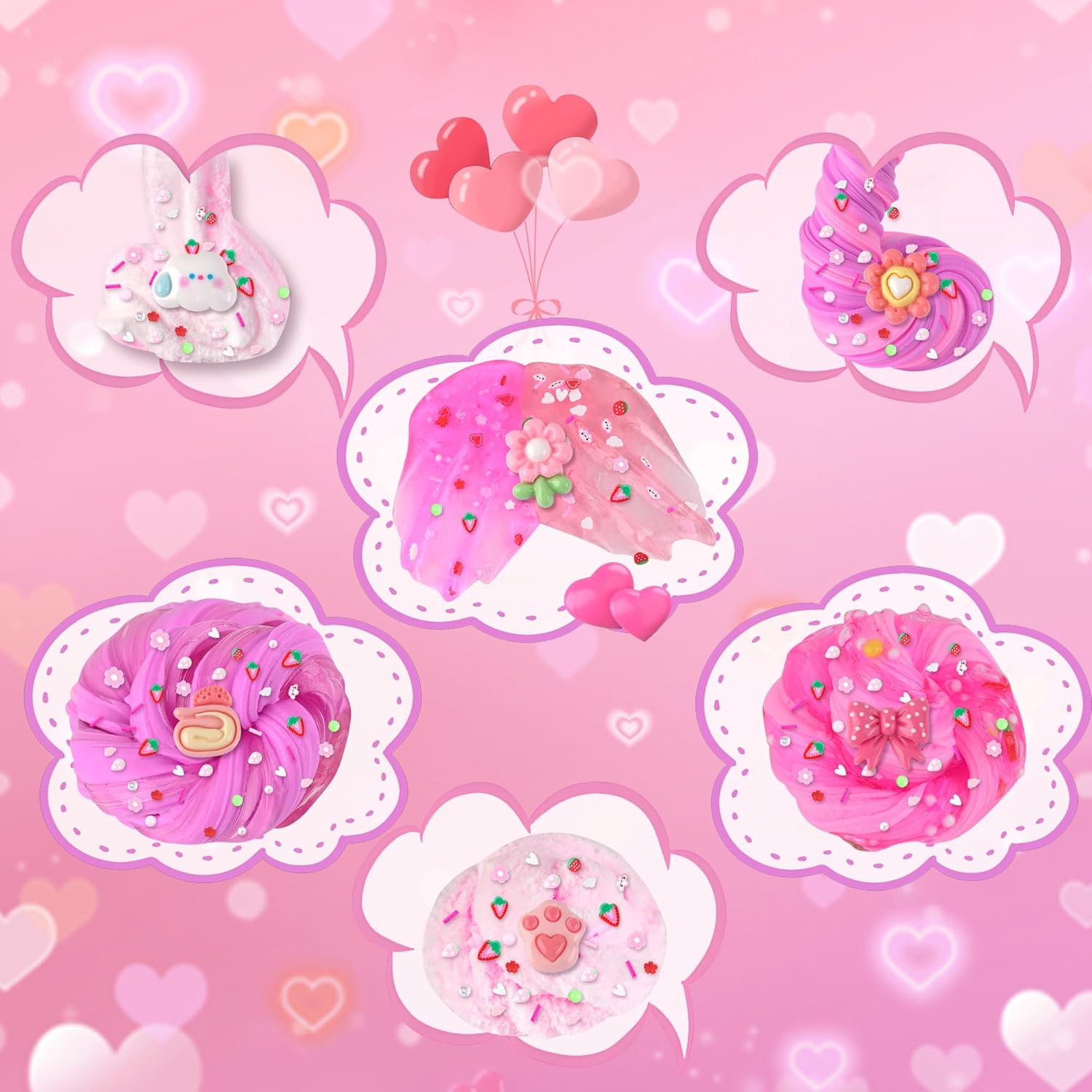 Skiennix 6-Pack Cloud Slime Kit - Fun Pink Slime Toys for Kids Ages 8-12 | Perfect Birthday Party Goodie Bag