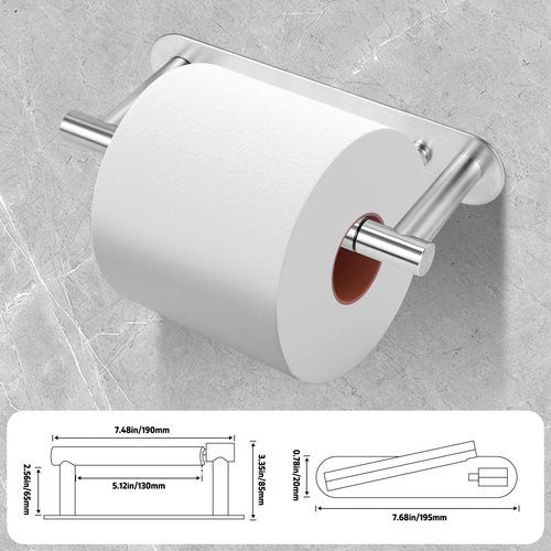 Brushed Nickel Toilet Paper Holder Wall Mount - Double Post Pivoting Bathroom Tissue Holder, 304 Stainless Steel Rustproof - Adhesive or Screw in Wall Toilet Paper Roll Holder, Commercial & Home Use