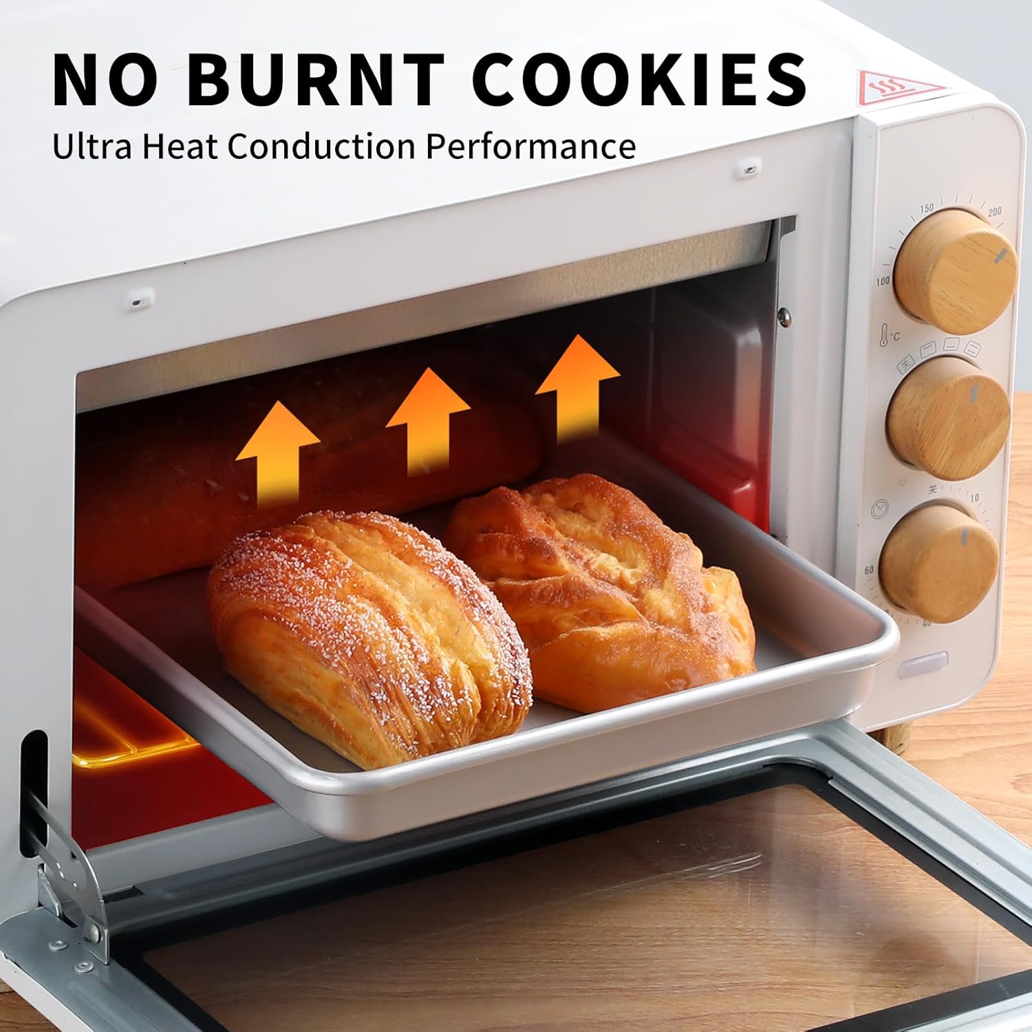 Skiennix Nonstick Baking Trays - 2-Pack 11-Inch Heavy Duty Cookie Sheet Pans | Dishwasher Safe Silver