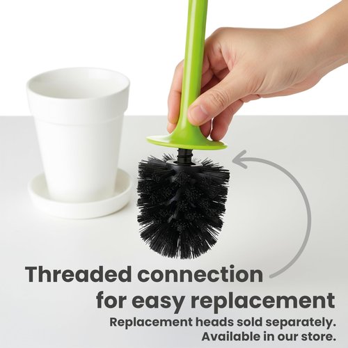 Vigar Flower Power Toilet Brush with Holder Set Toilet Brush with Daisy-shaped Handle, Flowerpot Base with Saucer Durable Bristles for Bathroom, White