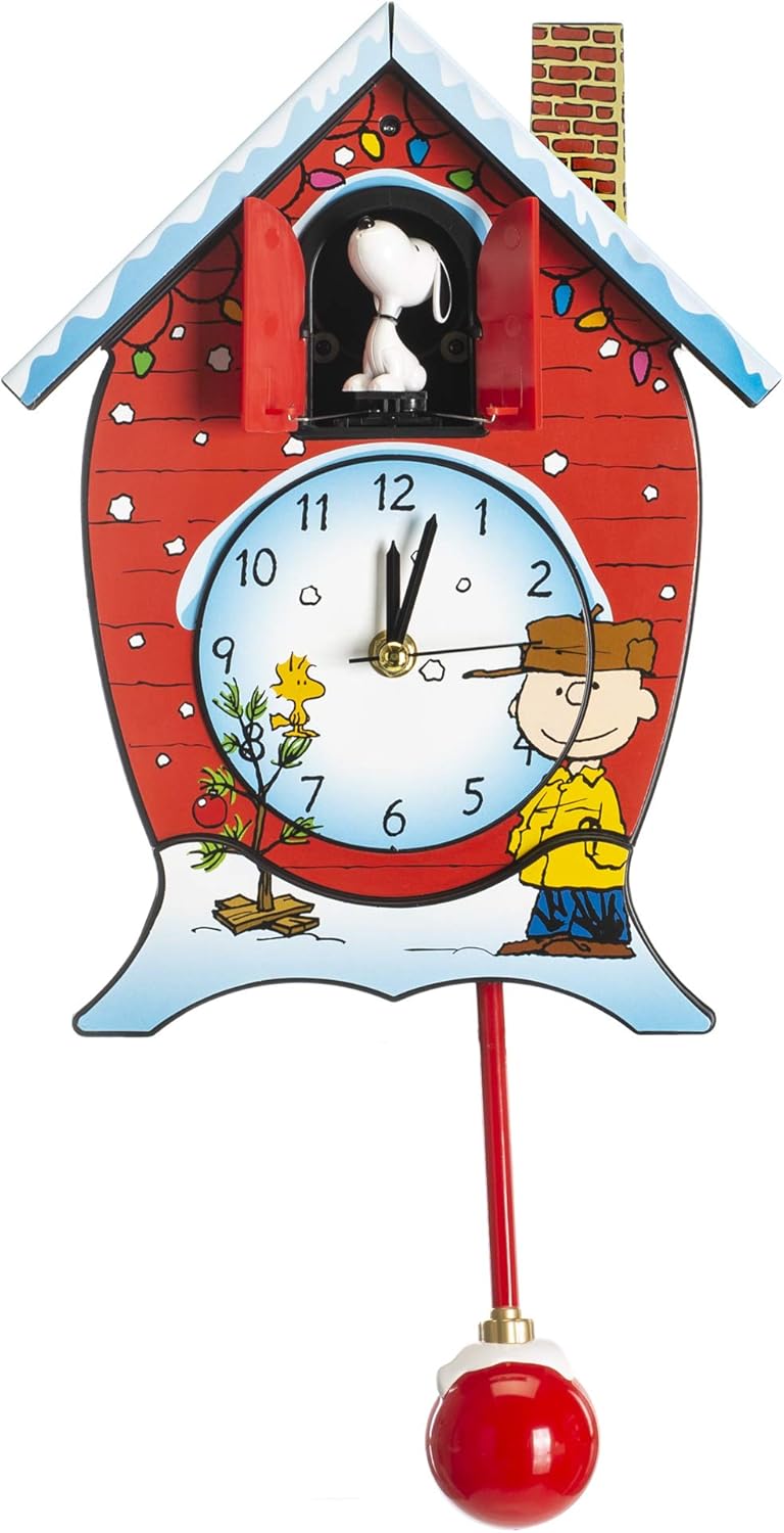 Mark Feldstein Peanuts Cuckoo Clock - Linus and Lucy Song | 17-Inch Red Design