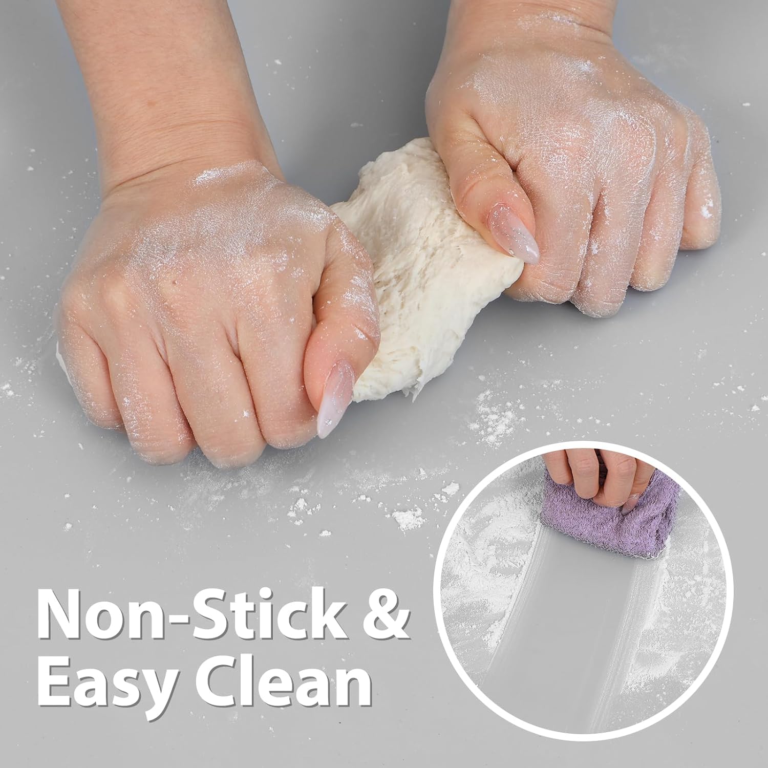 Super Kitchen Extra Large Silicone Baking Mat - Heat Resistant Nonstick Pastry Mat | 23.4'' x 15.6'' Cool Gray