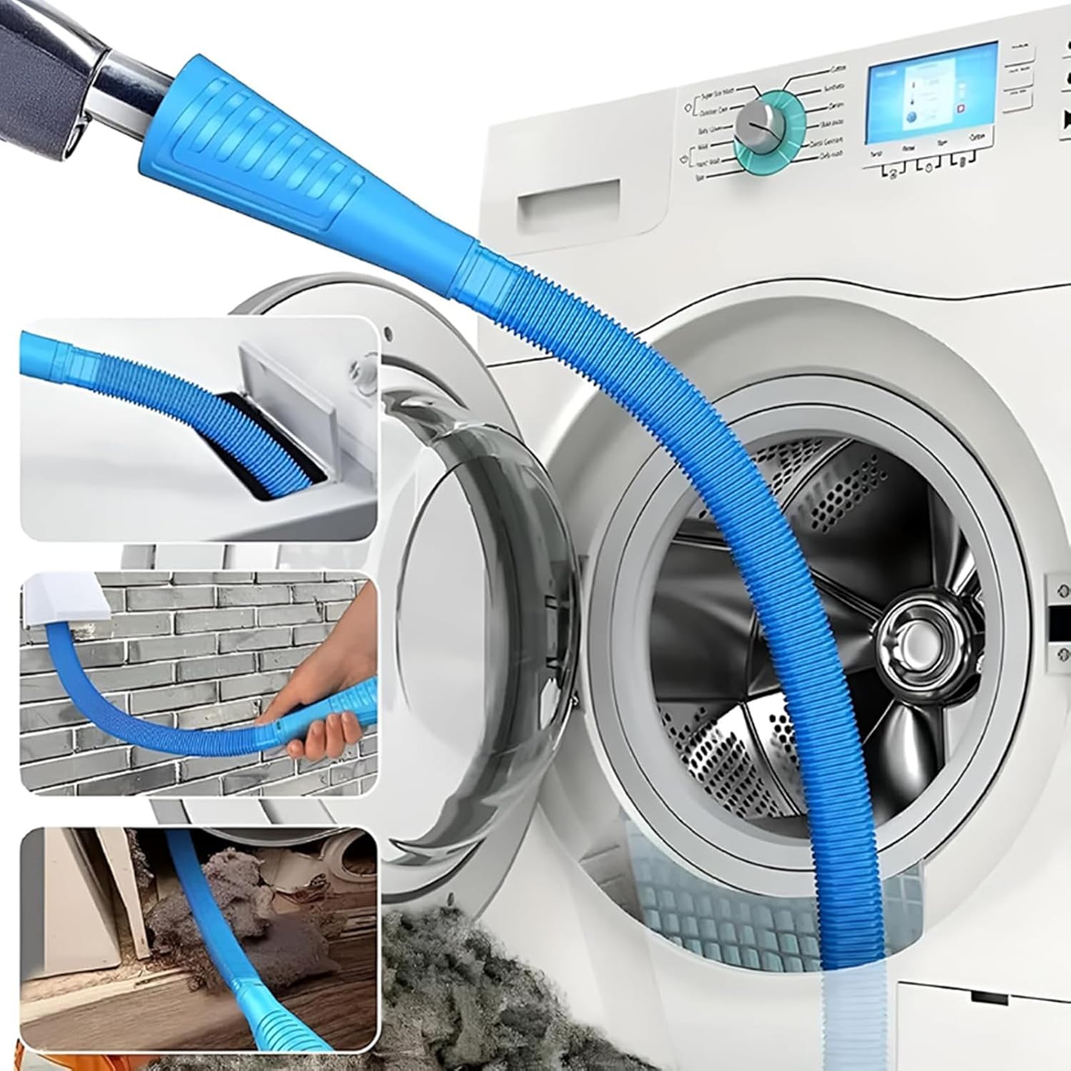 Universal Dryer Vent Cleaner Kit - Vacuum Hose Attachment & Lint Brush for Efficient Cleaning