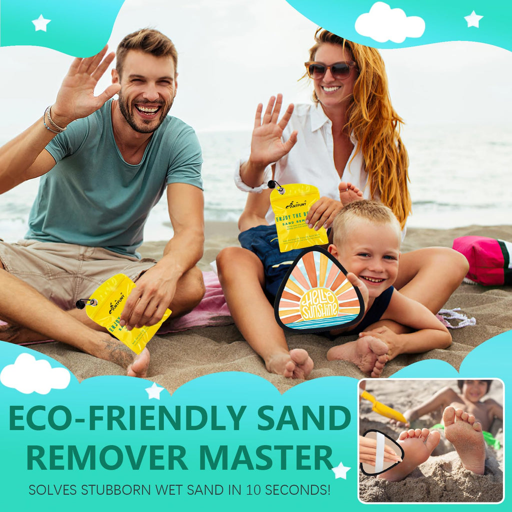 Triangle Sand Remover for Beach Sandproof Cleaner Eraser Essential Wipe Off Mitt Duster Brush Cup Holder Game Toy Cruise Ship Summer Vacation Must Have Hawaii Trip Honeymoon Gift for Women Towel