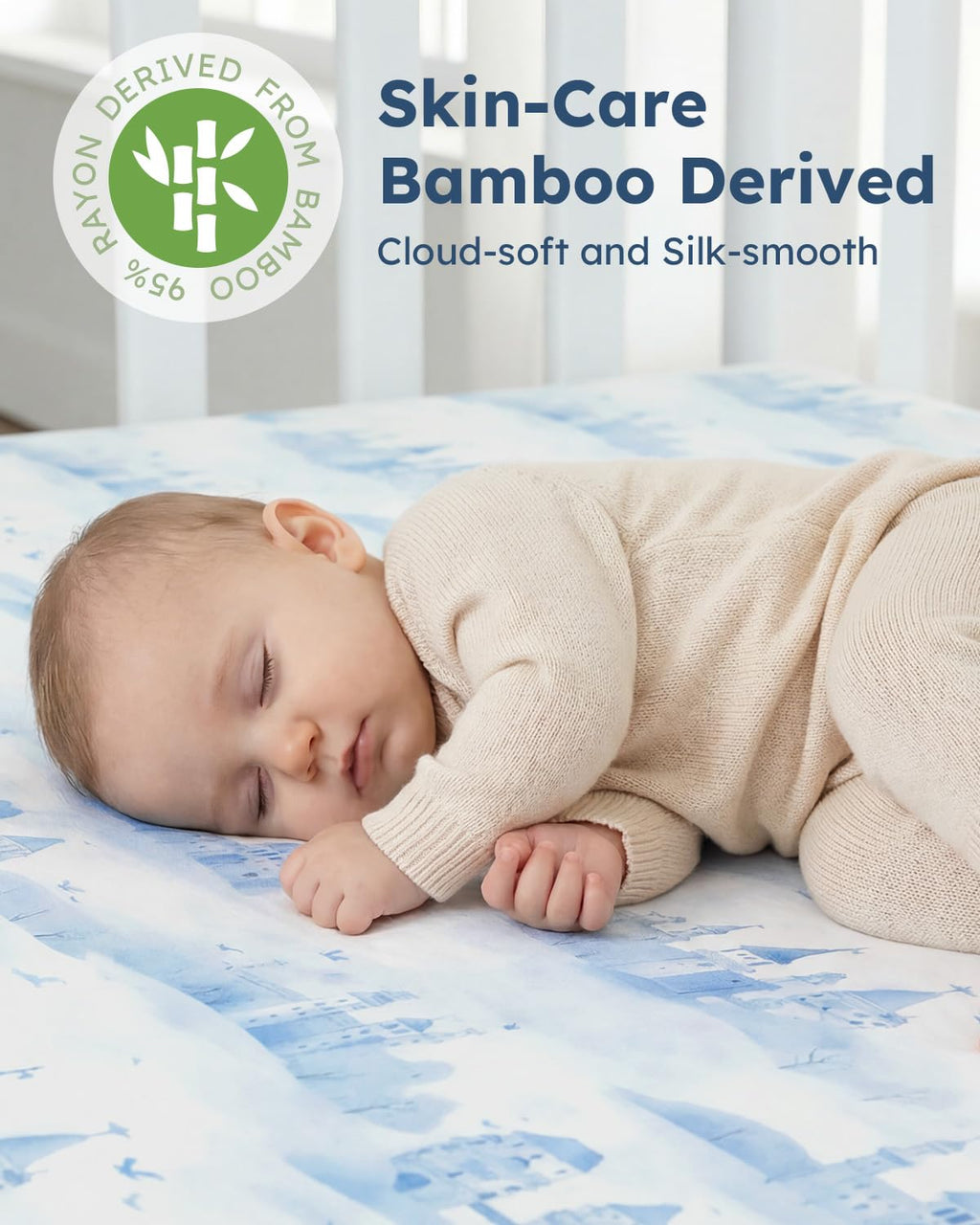 Yoofoss Baby Crib Sheets Viscose Derived from Bamboo, 2 Pack Fitted Crib Sheet for Girls Boys, Soft and Breathable Toddler Bed Sheets for Standard Crib and Toddler Mattress 52x28in