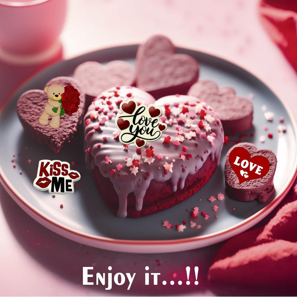 Valentines Day Silicone Molds – 4- Piece Set with Bear, Hearts & Love Phrases | Silicone Valentines Molds for Chocolate, candy, Fondant, Resin, perfect size for chocolate covered strawberries.