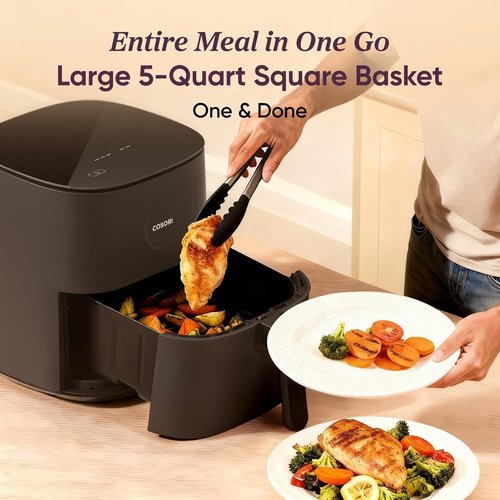 COSORI Air Fryer Pro - Compact 5QT with Ceramic Coating & 7 Presets | Easy Clean, 450℉, Gray