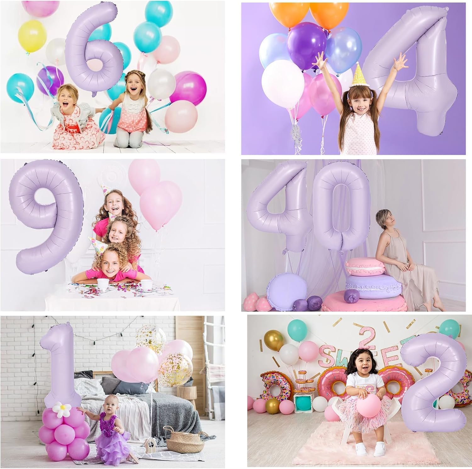 Skiennix 40-Inch Purple Number Balloon - Matte Finish Birthday & Wedding Party Decoration (Number 6)