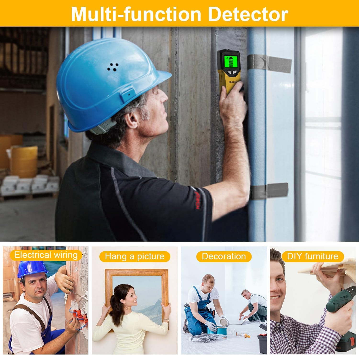 Skiennix Stud Finder Wall Scanner - 5-in-1 Tool with Microprocessor Chip & HD LCD Display | Yellow Pear