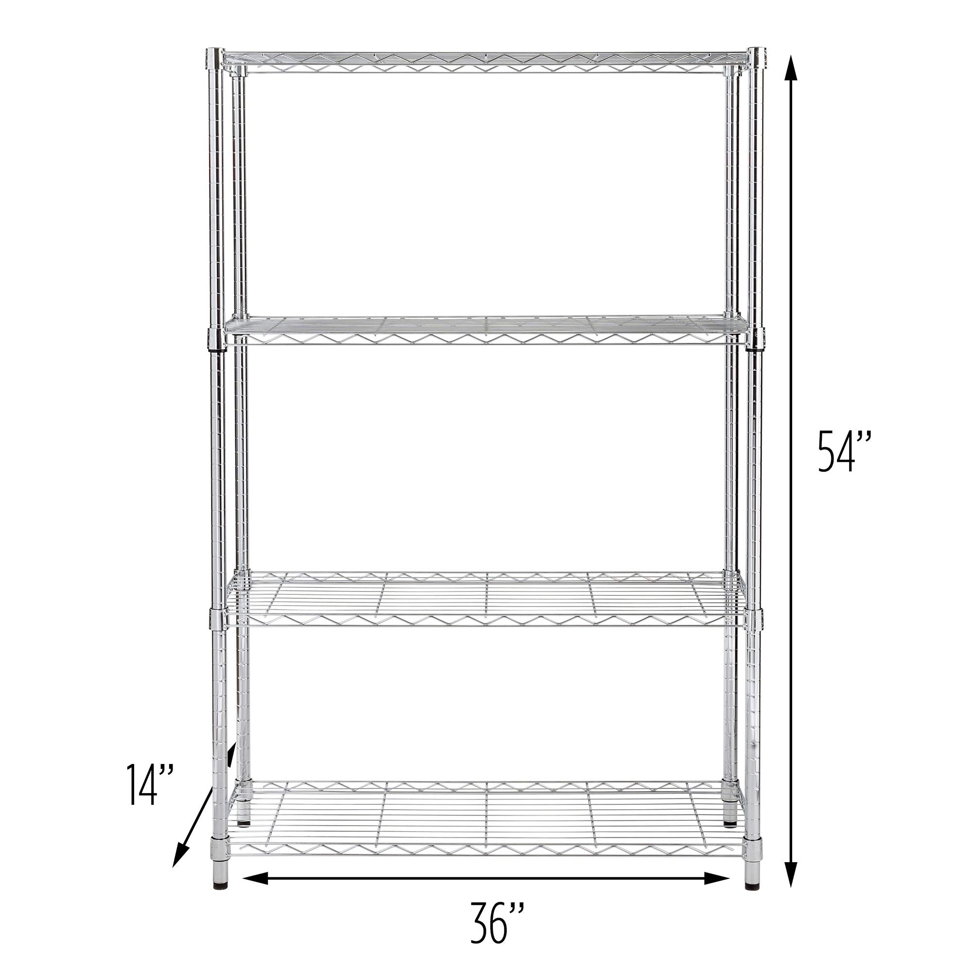 Honey-Can-Do SHF-01906 4-tier chrome shelving unit-250 lbs, 4-Tier