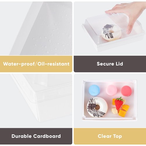 Leafiew 25 Pack 7x5 Inches Charcuterie Boxes with Clear Lids - Individual To Go Paper Charcuterie Board with Lid, Disposable Food Containers for Desserts, Cookie, Food, Charcuterie Accessories (White)