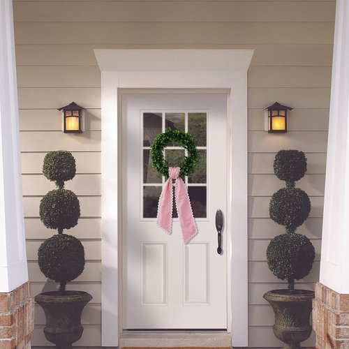 DYSHAYEN Wreath Sash - Canvas RIC Rac Trim for Front Door | Indoor & Outdoor Decor (Pink-White)