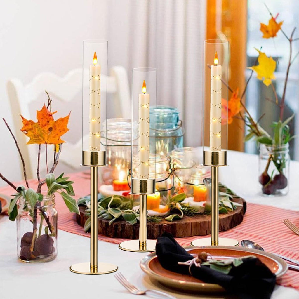 VINCIGANT 6PCS Acrylic Candle Holders - Elegant Metal Tall Holders with Acrylic Lampshade | Gold Centerpiece for Weddings & Parties