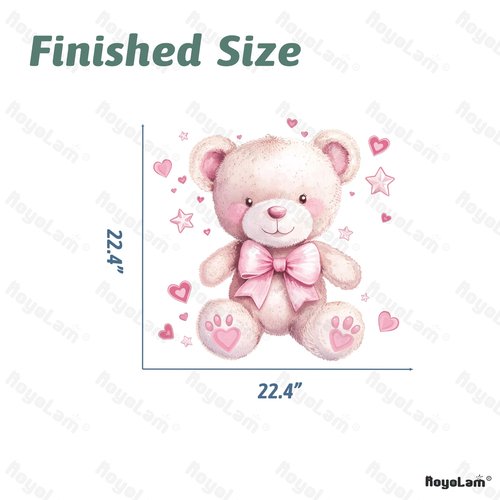 RoyoLam Cute Pink Teddy Bear Doll Wall Stickers Nursery Wall Decals for Kid Girl Baby Removable Peel and Stick Wall Art Home Decor Decoration for Classroom Preschool Living Room Bedroom