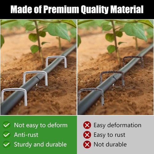 Feed Garden 4 Inch Galvanized Landscape Staples - 50 Pack Anti-Rust Garden Stakes for Weed Barrier Fabric
