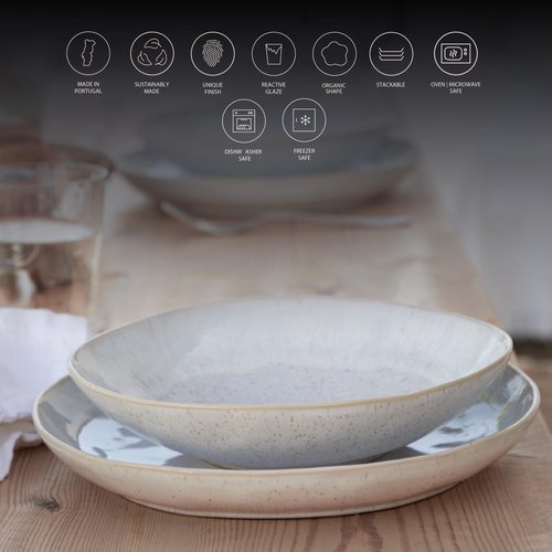 Casafina Ceramic Stoneware 11" x 4.5", 119 oz Serving Bowl - Eivissa Collection, Sea Blue | Microwave & Dishwasher Safe Dinnerware | Food Safe Glazing | Restaurant Quality Serveware