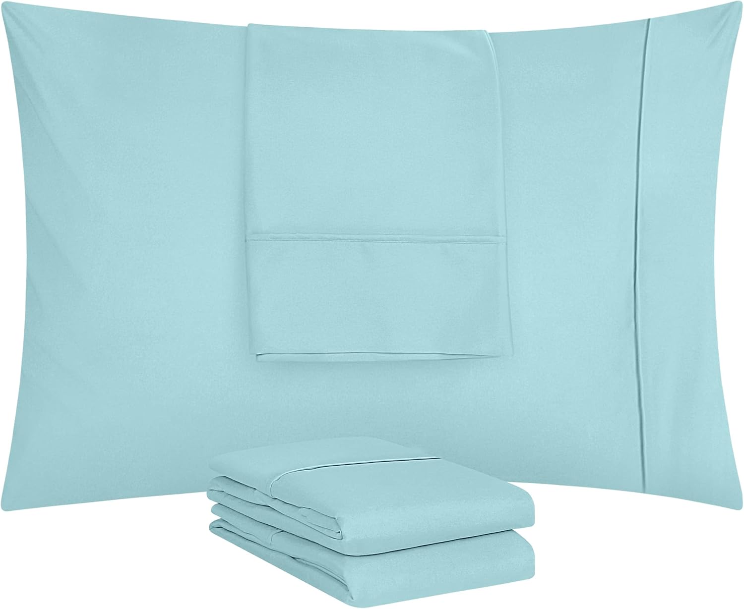 Utopia Bedding Standard Pillow Cases - Soft Brushed Microfiber - 4 Pack, Spa Blue, 20 x 26 Inches