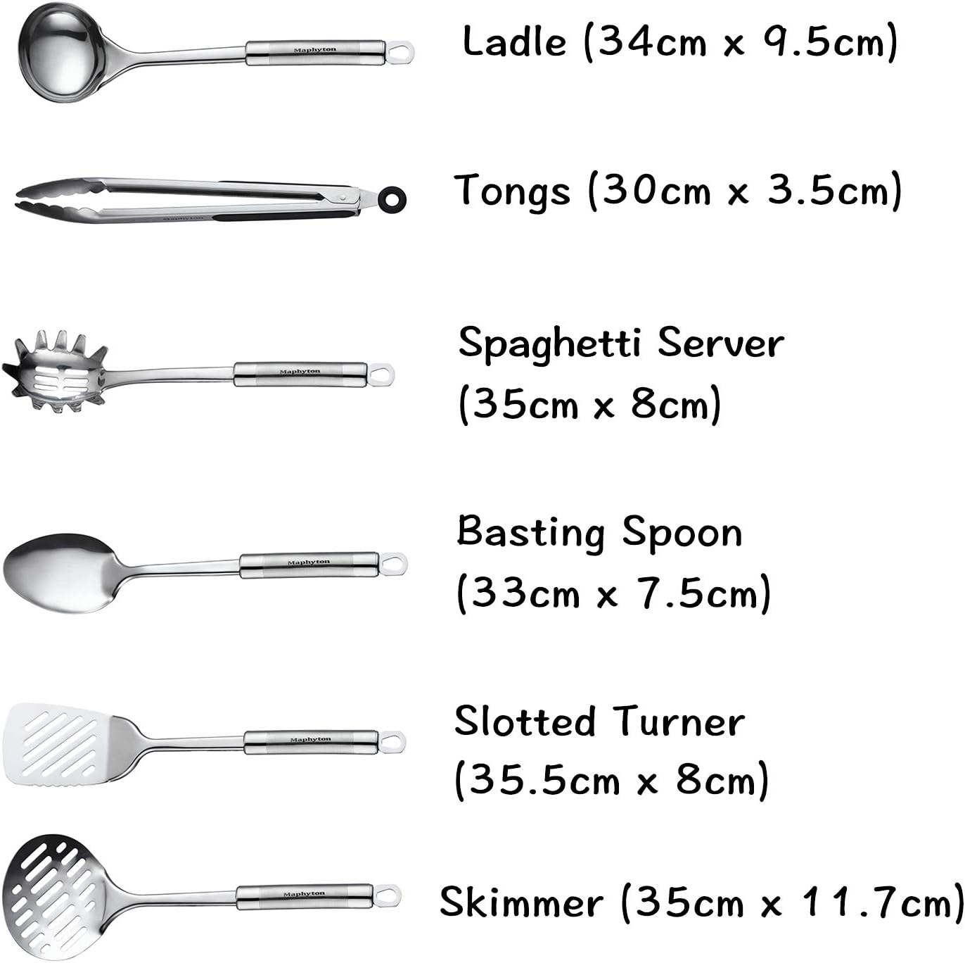 Skiennix 11-Piece Stainless Steel Cooking Utensil Set - Nonstick Kitchen Gadgets & Spatula
