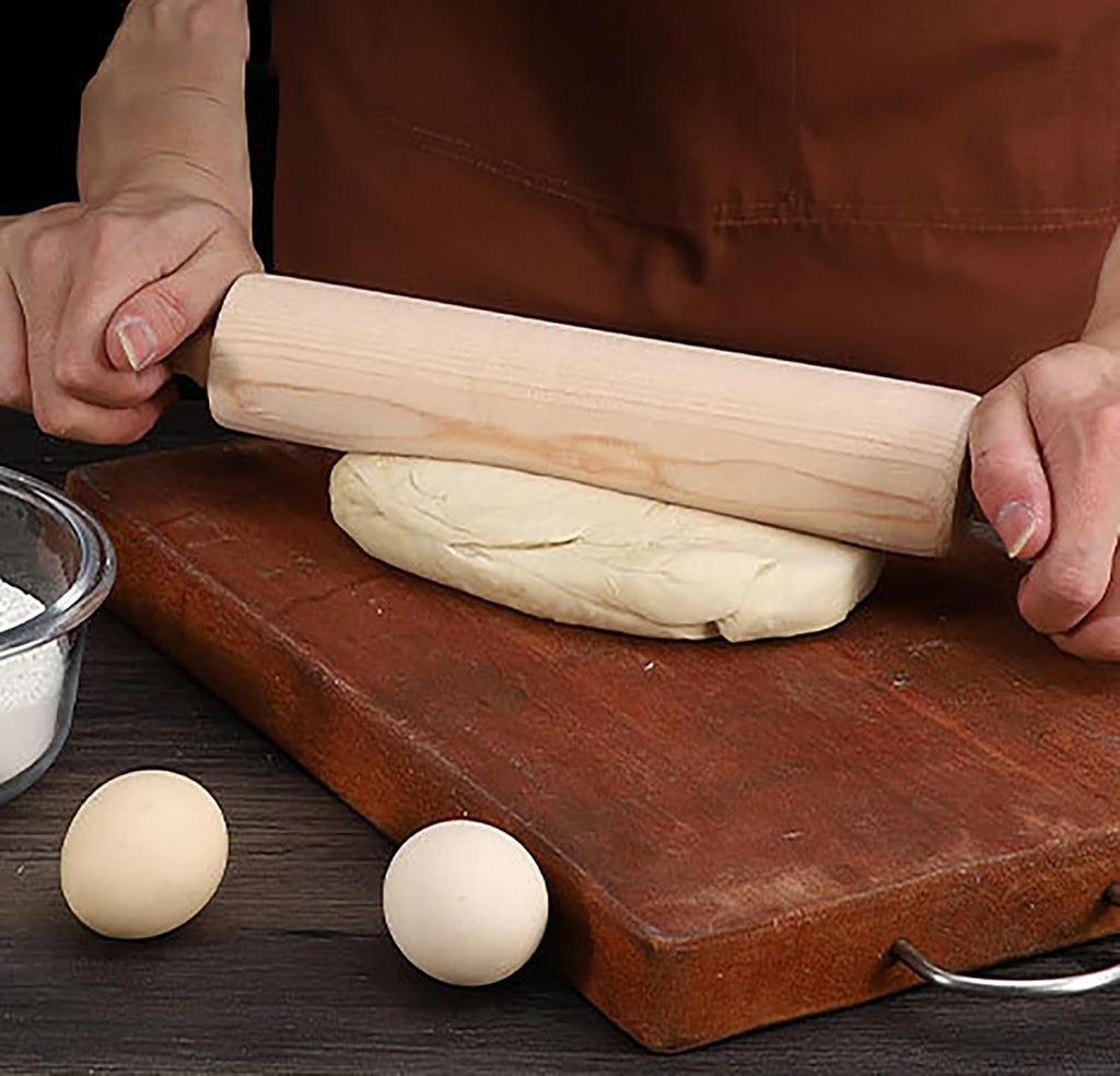 Skiennix 13.8 Inch Wooden Rolling Pin - Perfect for Kneading Dough for Bread, Pizza, Cookies, Noodles