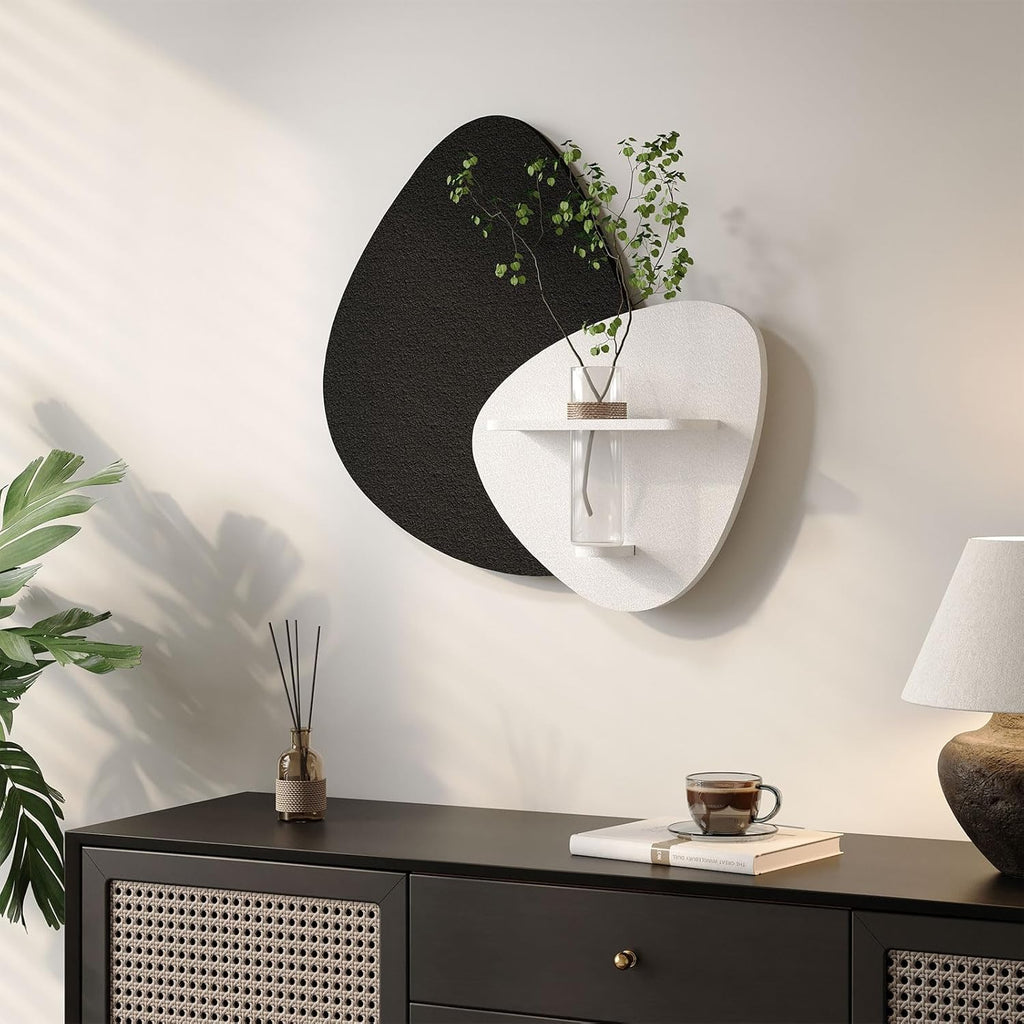 Skiennix 3D Textured Black and White Abstract Wall Art - Modern Minimalist Decor for Living Room | 24x24 In