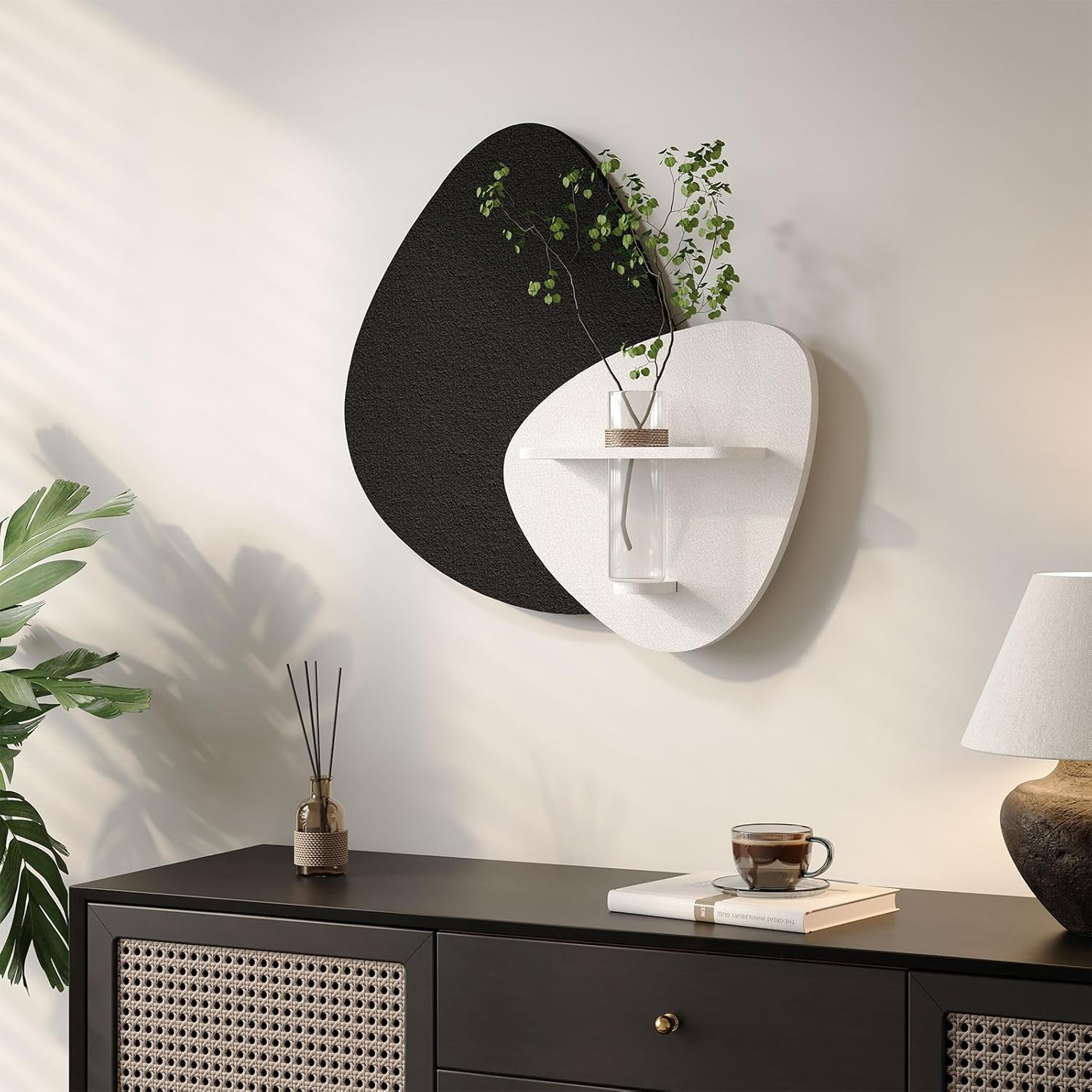 Skiennix 3D Textured Black and White Abstract Wall Art - Modern Minimalist Decor for Living Room | 24x24 In