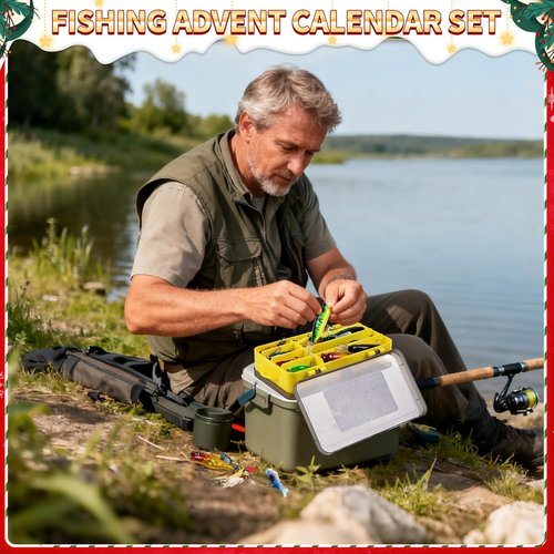 Fishing Advent Calendar 2025 - 24 Days of Fishing Lures Countdown | Perfect Xmas Gift for Dad & Men