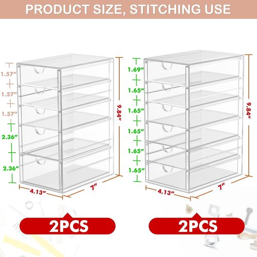 Caktraie Desk Organizer - 22 Drawer Plastic Makeup & Office Storage Bins | 4 Pack for Easy Organization