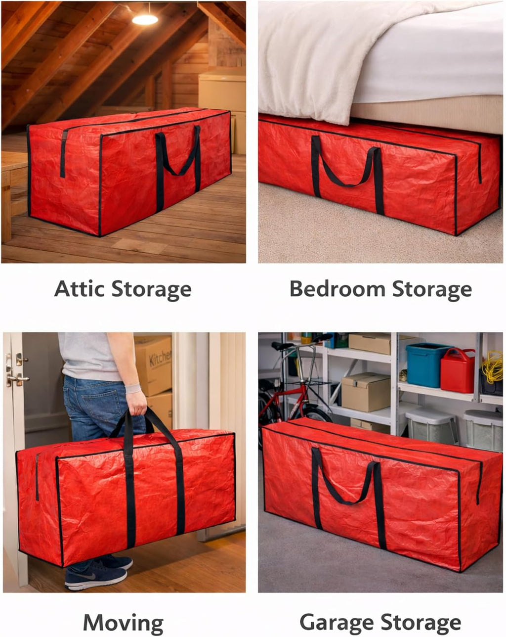 Christmas Tree Storage Bag - Waterproof Heavy-Duty Organizer for Up to 9ft Artificial Trees | Large Red with Reinforced Handles