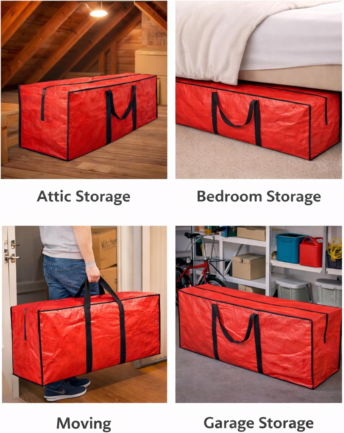 Christmas Tree Storage Bag - Waterproof Heavy-Duty Organizer for Up to 9ft Artificial Trees | Large Red with Reinforced Handles