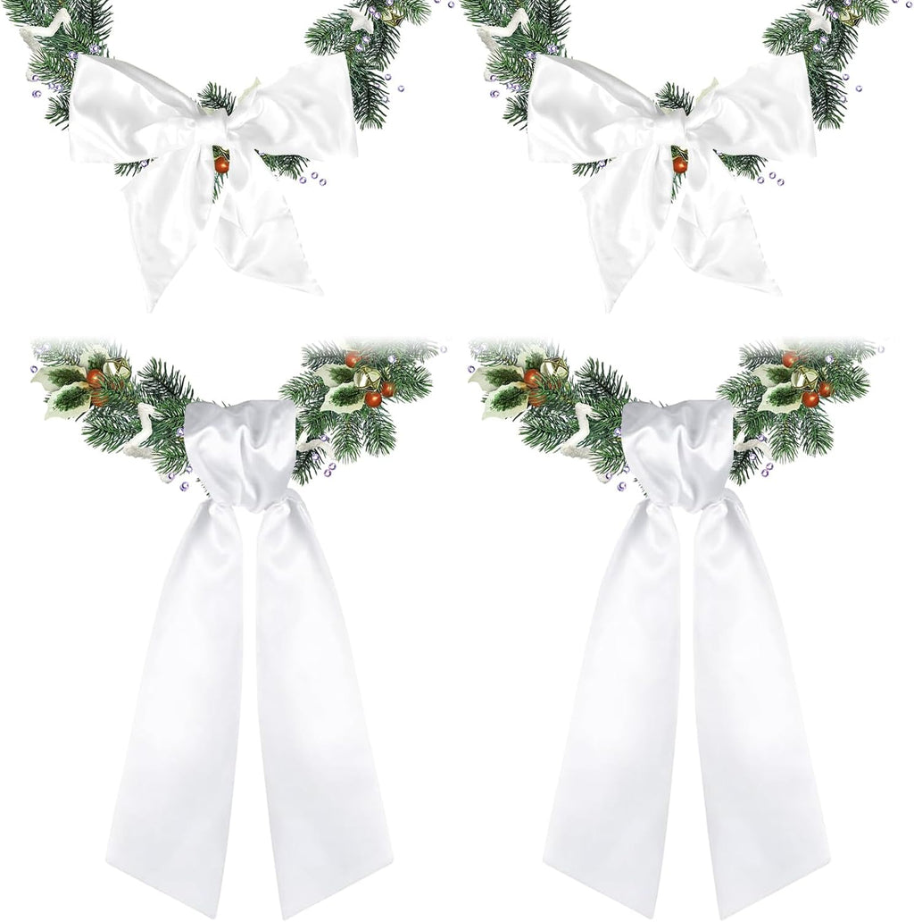 Skiennix Wreath Sash for Front Door - 4PCS Embroidery Blanks for Christmas & Wedding Decor