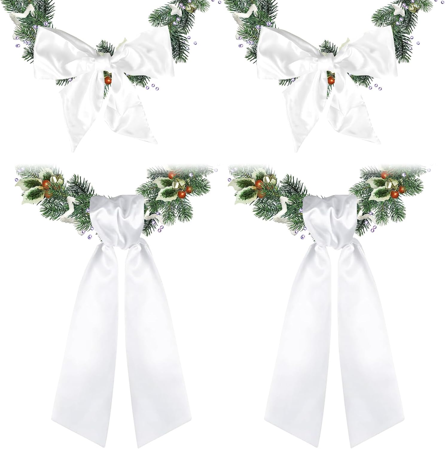 Skiennix Wreath Sash for Front Door - 4PCS Embroidery Blanks for Christmas & Wedding Decor