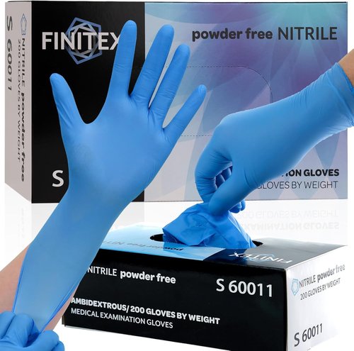 FINITEX Blue Nitrile Exam Gloves - 200 PCS | 3.5mil Powder-Free, Latex-Free Medical & Food Safe