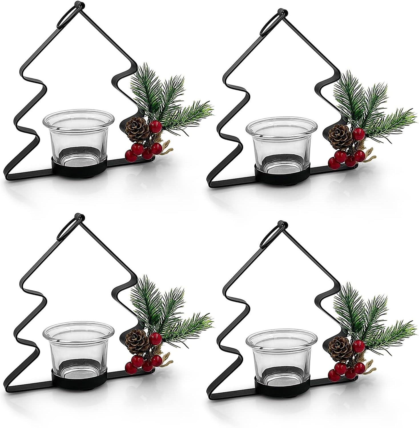 SHMILMH Glass Tealight Candle Holders - Set of 4 Black Votive Holders for Wall Decoration