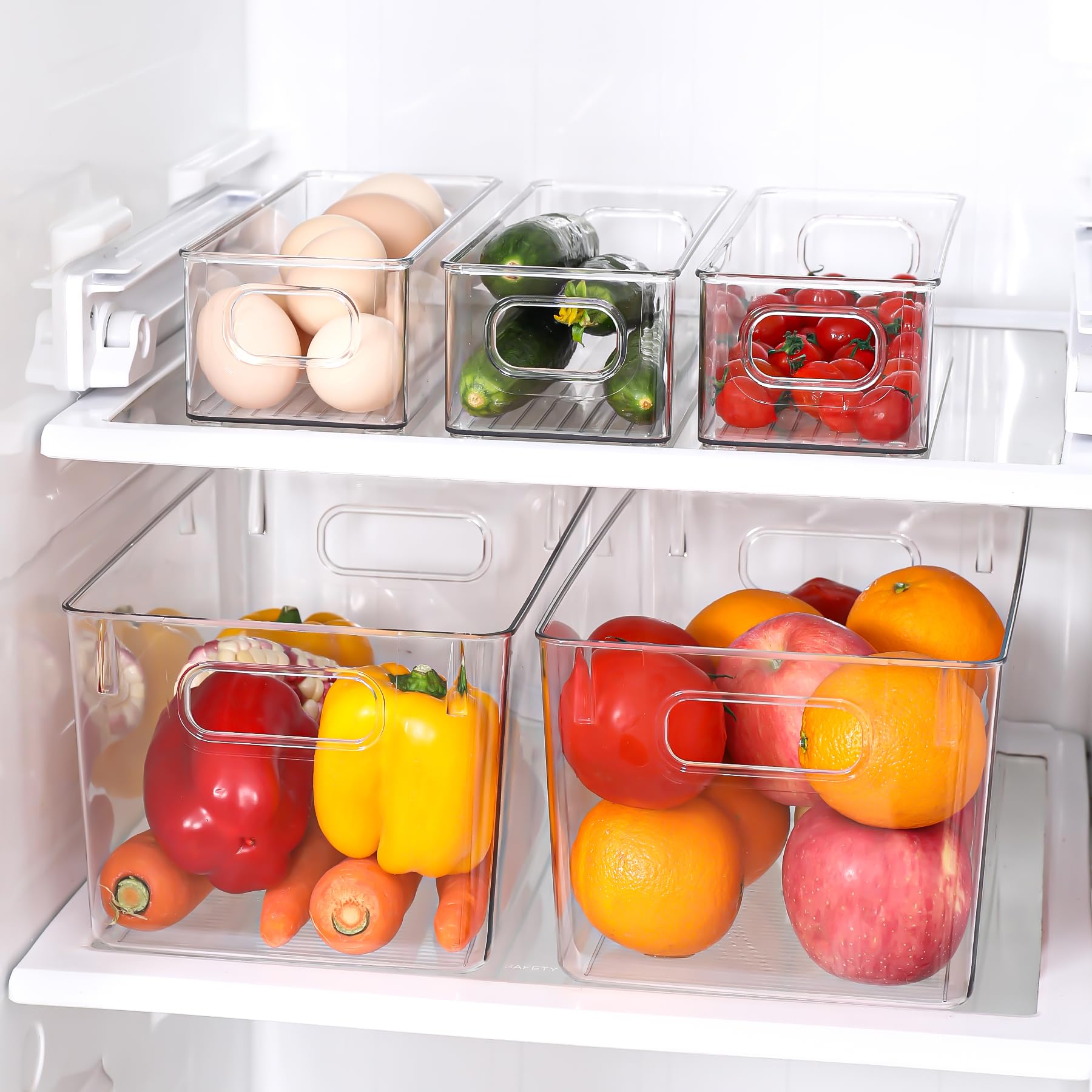 SKTKSE Clear Plastic Storage Bins 8 Pack - Pantry Organizers and Storage, Fridge Organizer Containers for Kitchen, Cabinet, Freezer, Bathroom, Clost, Home Organization